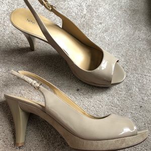 Open toed nude heels